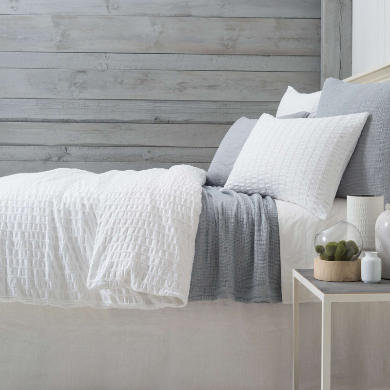Stone Washed Linen Bed Skirt, Twin, White