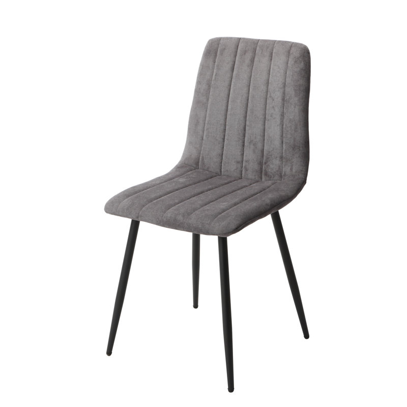 Aspen Light Oak Round Dining Table with 4 Straight Stitch Upholstered Fabric Chairs - Modern Dining Set, Grey