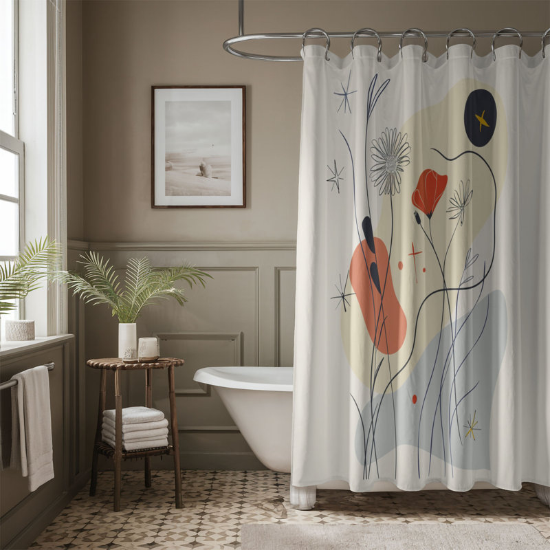 Bloom Lines - Rideau de douche standard 1 pièce, H 74 po x l 71 po