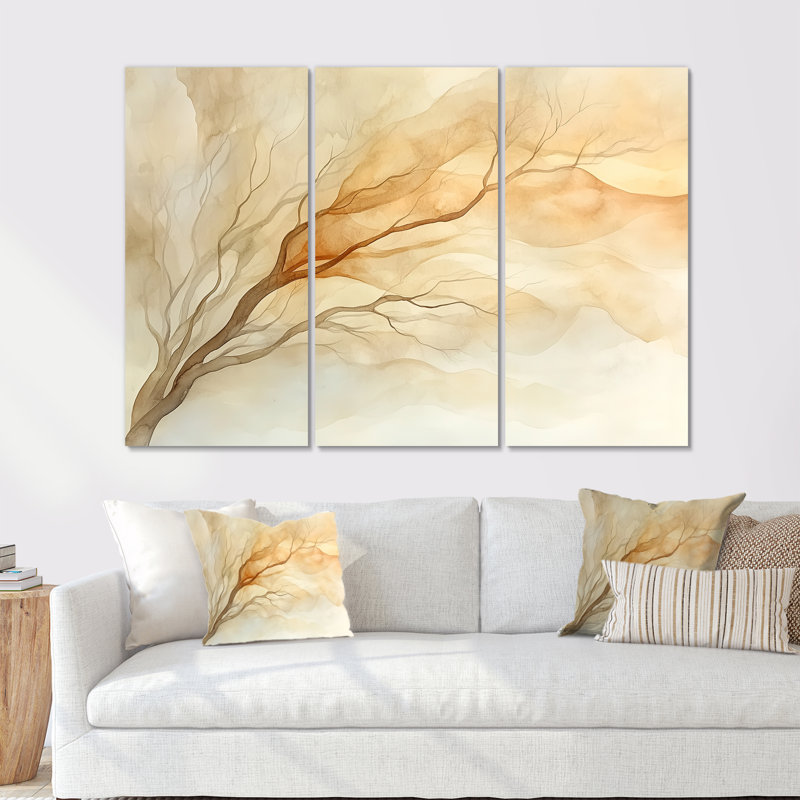 Silhouette de l'arbre, art mural Windy Tree, H 32 po x l 48 po, Toile tendue sans cadre