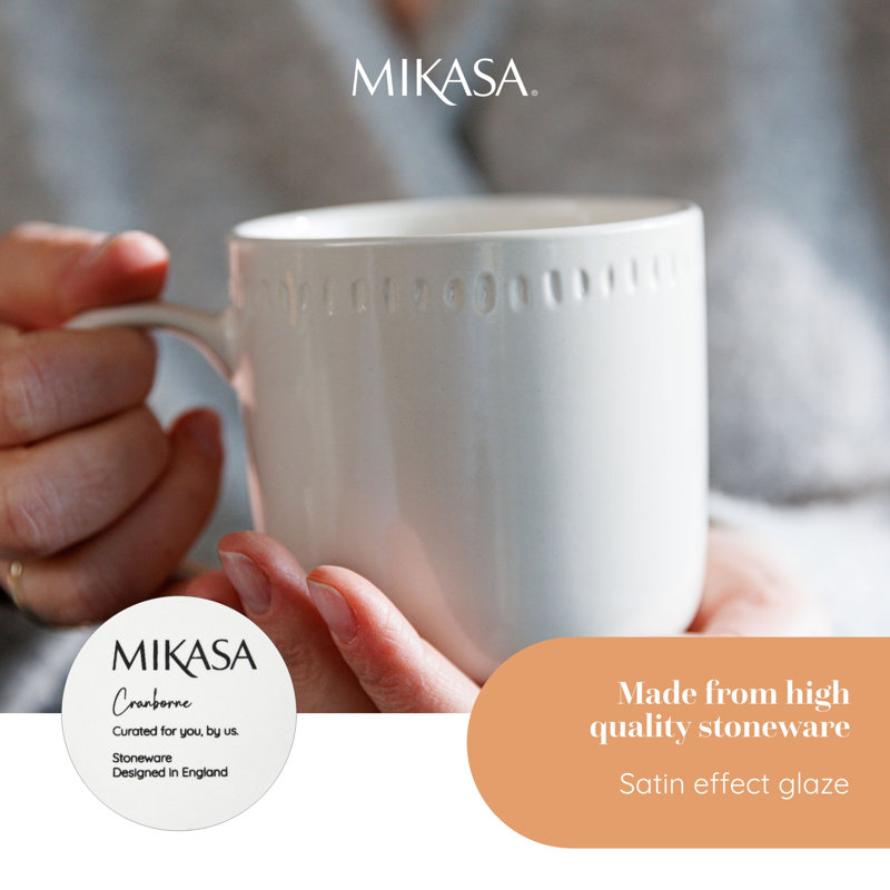 Mikasa Cranborne Stoneware Mugs, 320ml, Cream
