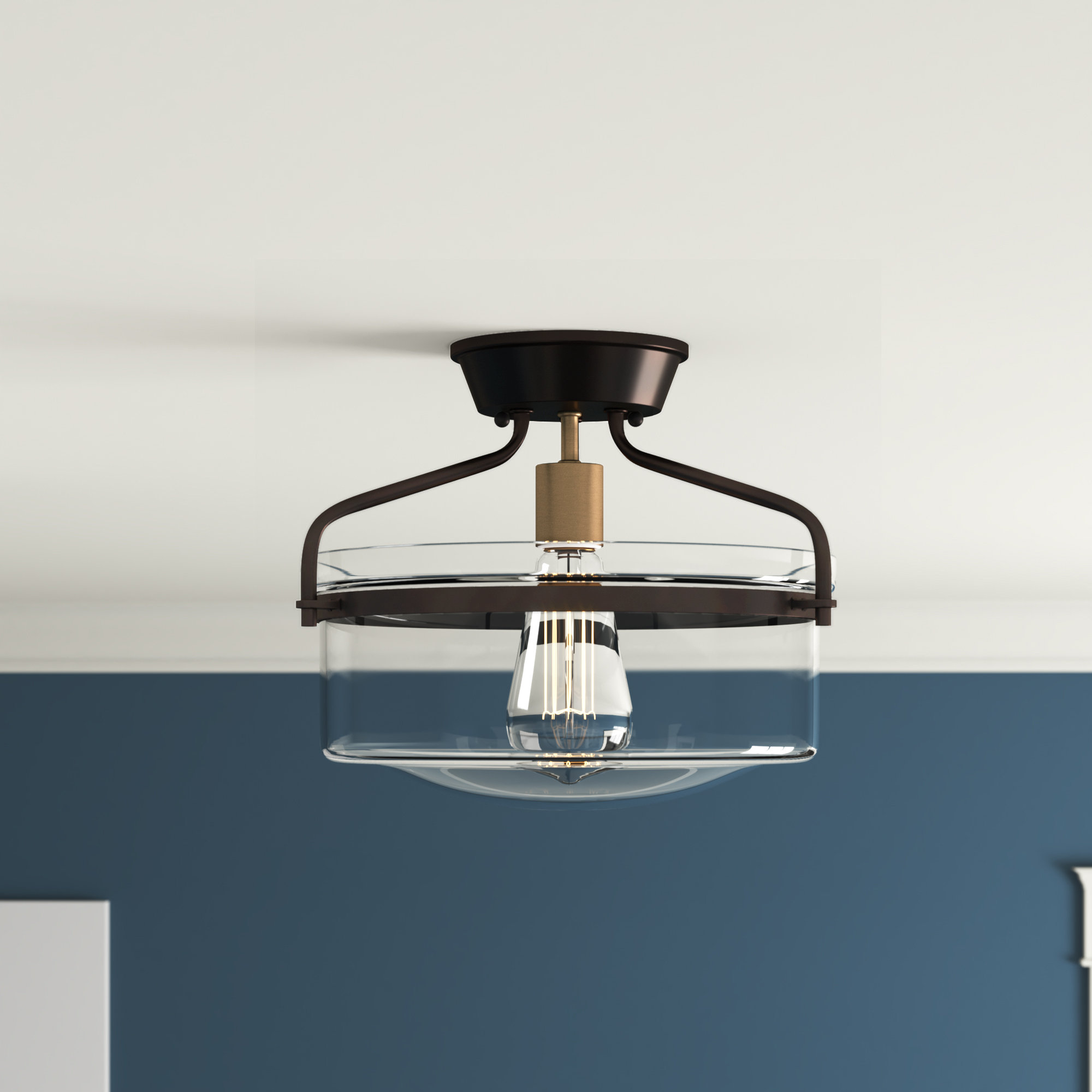 Andover Mills™ Pollak 1-Light 13.25" Semi Flush Mount & Reviews | Wayfair