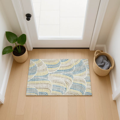 Tapis mid-century moderne lavable à la machine intérieur / extérieur Chantille ACN2546