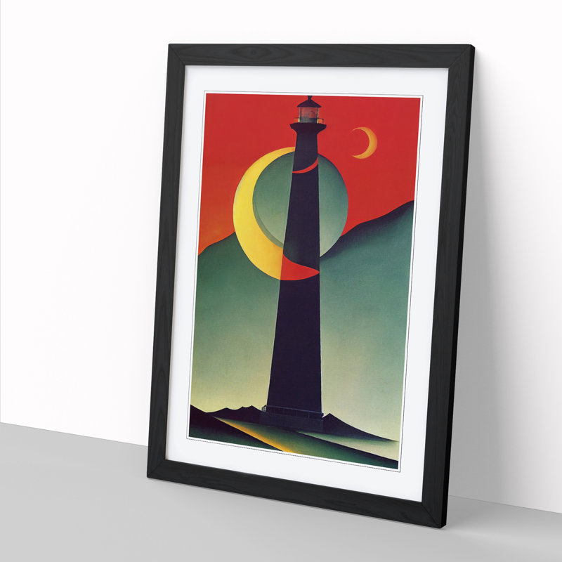 Lighthouse Impressionism Vol.1 - Picture Frame Print, 64cm H x 46cm W x 2cm D, Oak