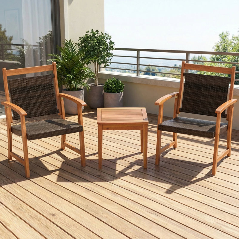 Acacia Wicker 2 - Person Patio Conversation Set