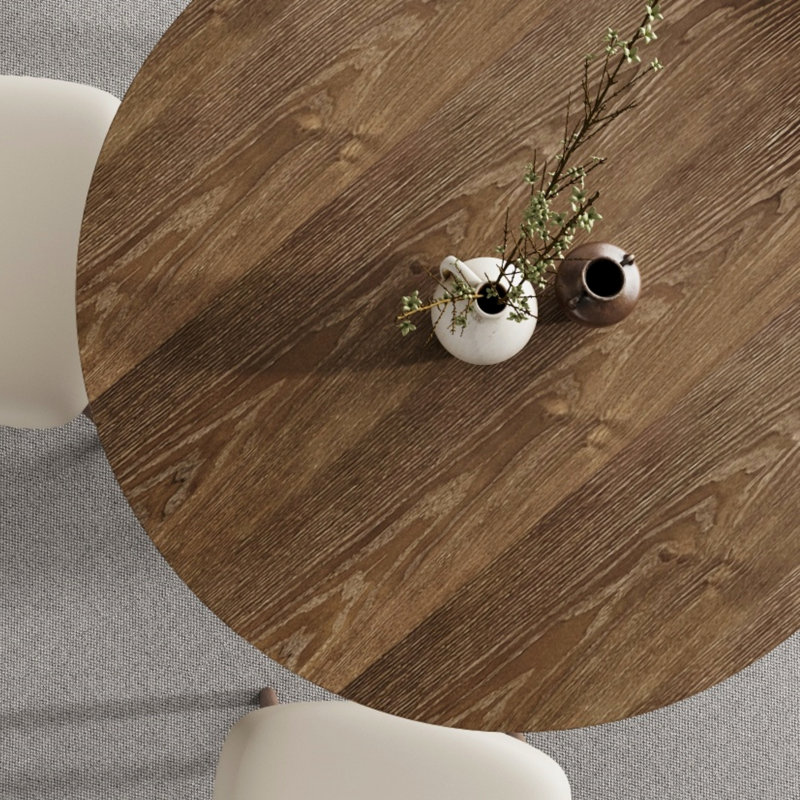 Table de bistro ronde en bois massif de style milieu du siècle, H 29,53 po x l 39,37 po x P 39,37 po