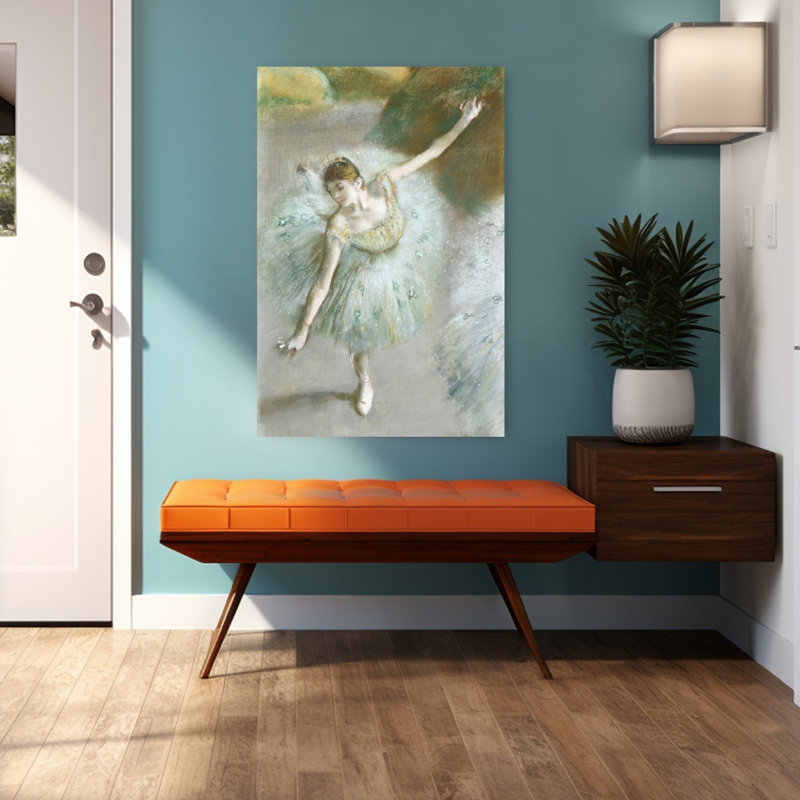 Danseuse en vert, vers 1883, estampe d'art mural contemporain abstraite impressionniste, H 48 po x l 32 po