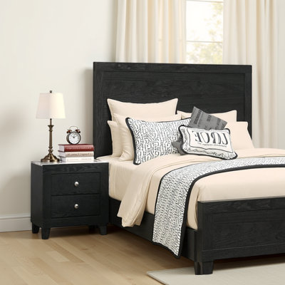 Contemporary Black & White Nightstand – Faux Marble Top with 2 Drawers?