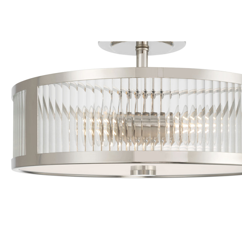 Plafonnier semi-encastré 3 lumières 15,75 po Gabrie, Nickel poli
