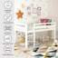 Lit simple mezzanine en bois Lit mezzanine bas avec échelle, simple, blanc-2091417525