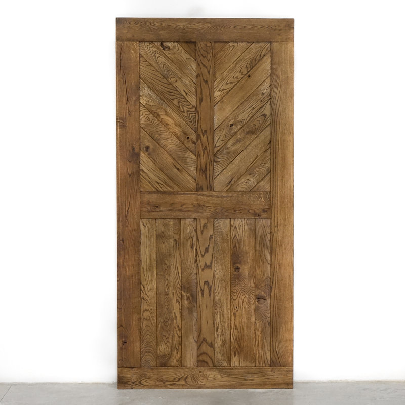 Waithman Solid Oak Wood Barn Door, Brown Oil