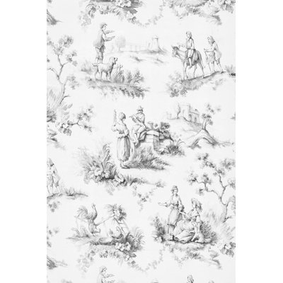 Toile Design In Grey by Baxter Mill Archive - Wrapped Canvas Print