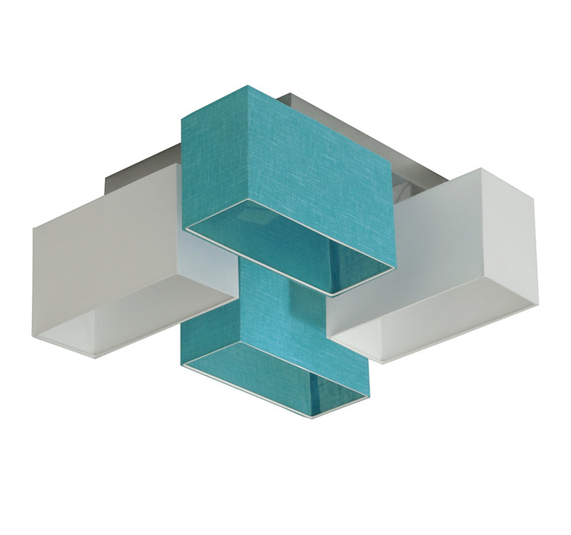 Seaton Semi Flush Mount, Turquoise and white, Tan