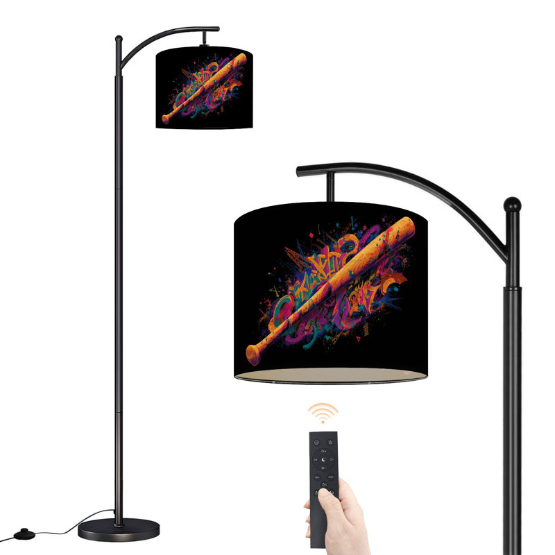 Lampe sur pied à arc avec abat-jour réglable Graffiti Baseball Bat Neon