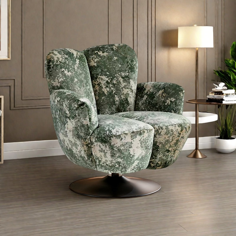 A 360° rotating U-shaped lounge chair, Green Polyester Blend