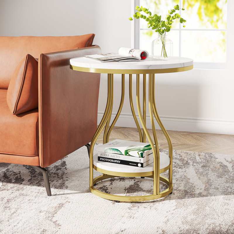 Table de bout Megois 23,22, Blanc / Doré