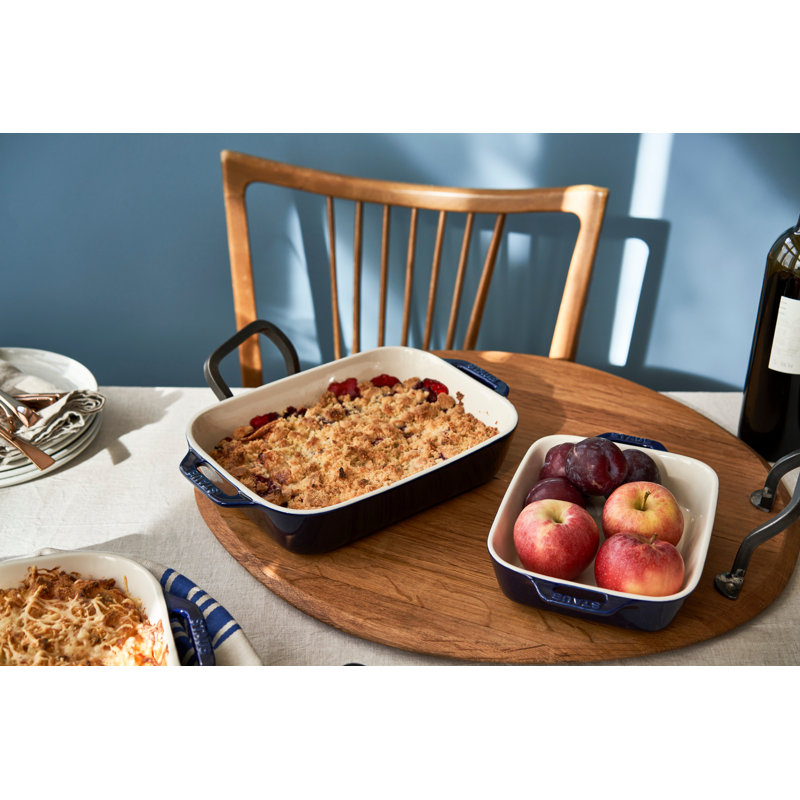 Staub Ceramic 2-piece Rectangular Baking Dish Set, Dark Blue