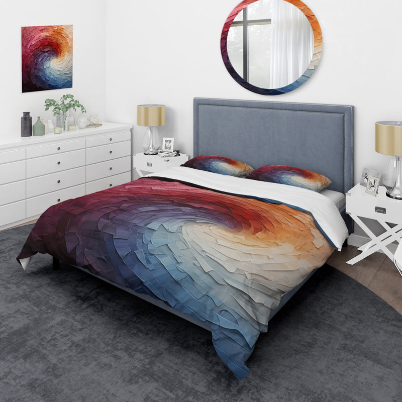 Colourful Rainbow Wave I - Rainbow Duvet Cover Set, King Duvet Cover + 2 King Shams