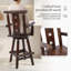 Tabouret de bar pivotant rustique avec dossier étoile décoratif et repose-pieds pour la cuisine, la salle à manger ou un usage commercial