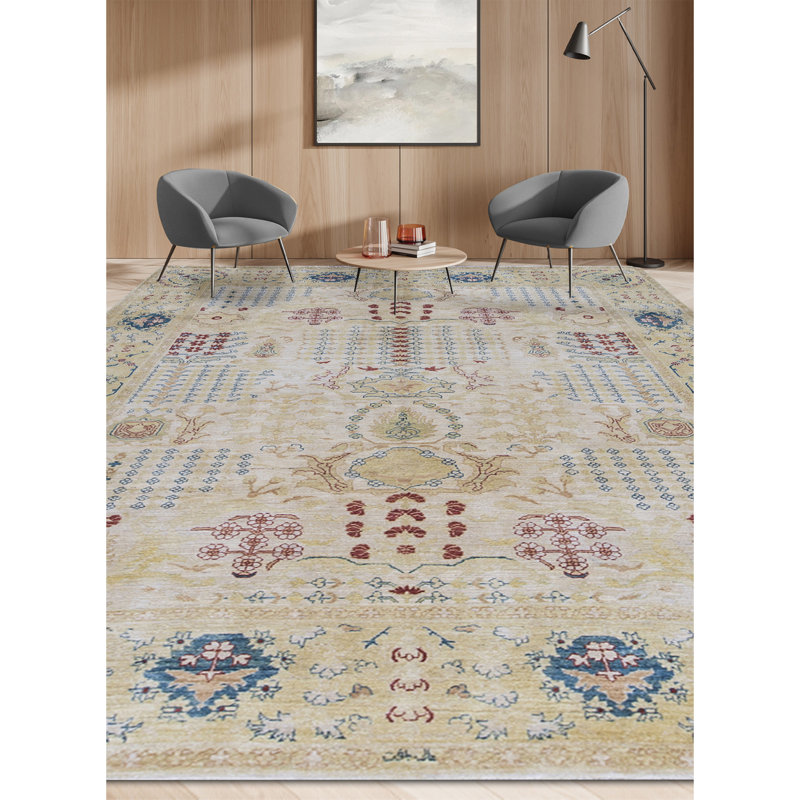 Wool Oriental Area Rug in Gold