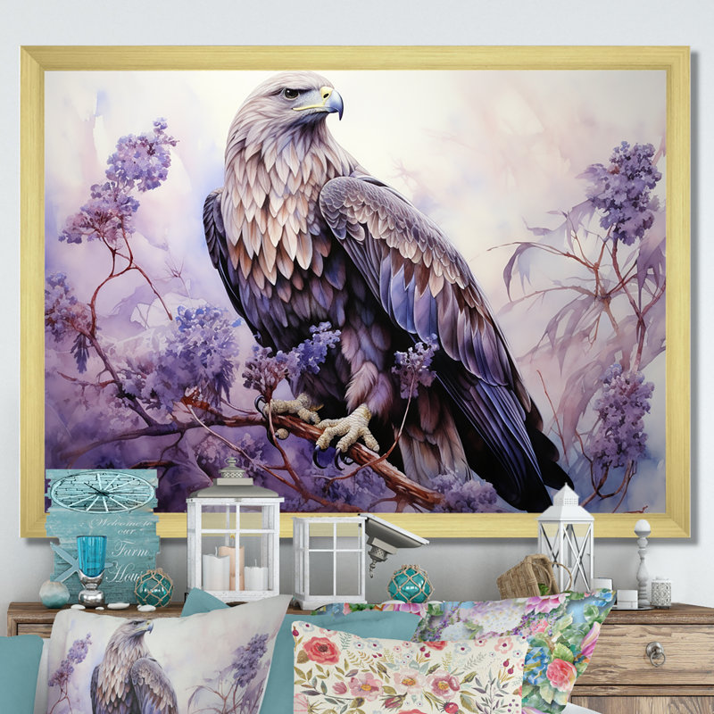 Aigle et grâce au domaine I, Cadre doré simple, H 30 po x l 40 po