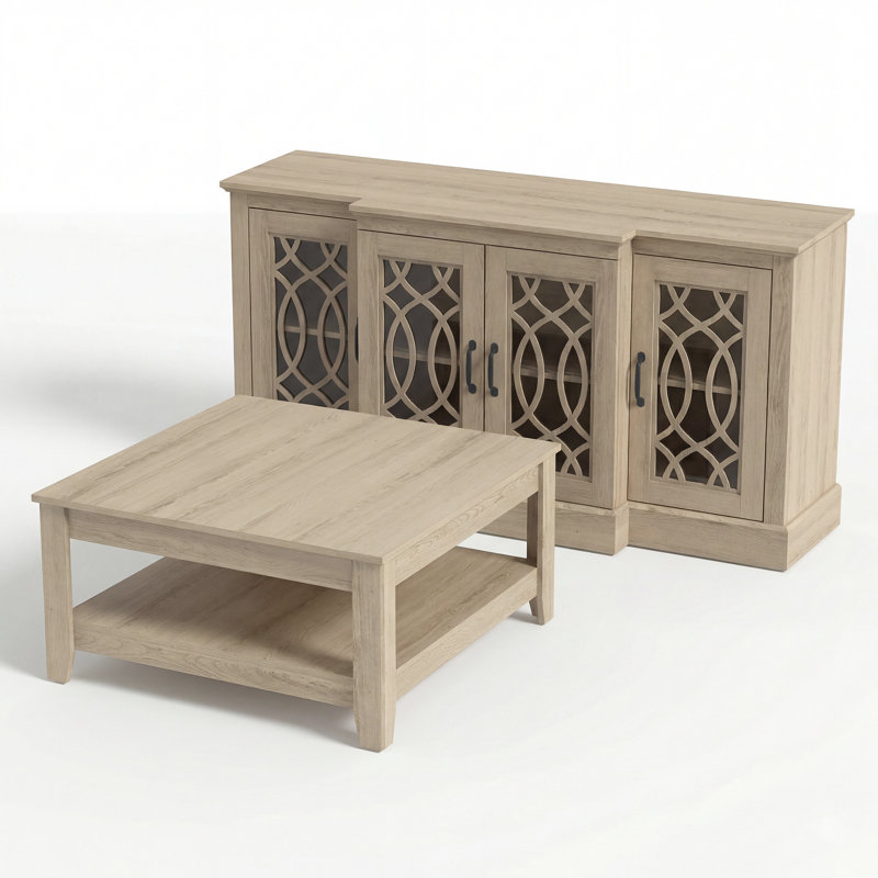 Tottenham Basilico 2 Piece Modern Sideboard And Coffee Table Set, Oslo Oak, Oslo Oak