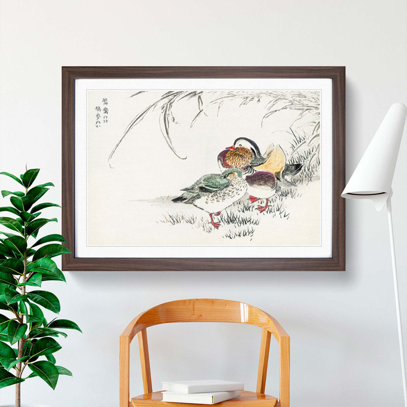 Mandarin Duck by Numata Kashu - Picture Frame Painting Print, Walnut, 60cm H x 91cm W x 2cm D