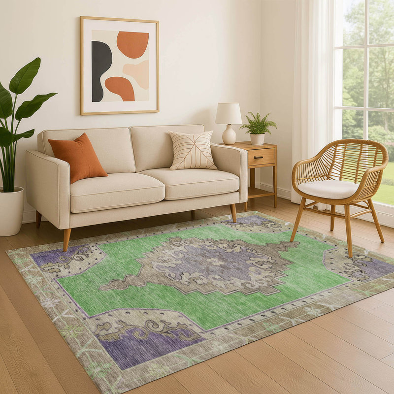 Premium Machine Washable Lubbers AMF1731 Global Rug, Rectangle 3' x 5'