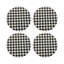 Houndstooth Black White Vegan Leather Round Coasters-606181837
