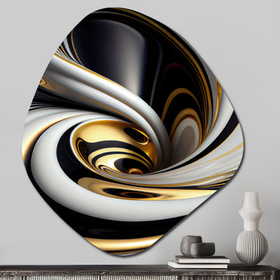 Cofi - Abstract Spirals Unique Shape Metal Wall Decor, Gold Asymmetrical Metal Art Print