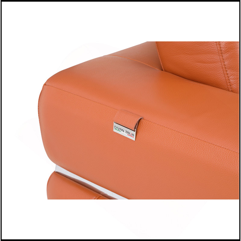 Causeuse en cuir italien Global United, Orange