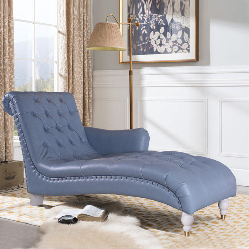 Chaise longue élégante de qualité loisir, Saphir, Blanc / doré, Accoudoir à gauche (vu de face)