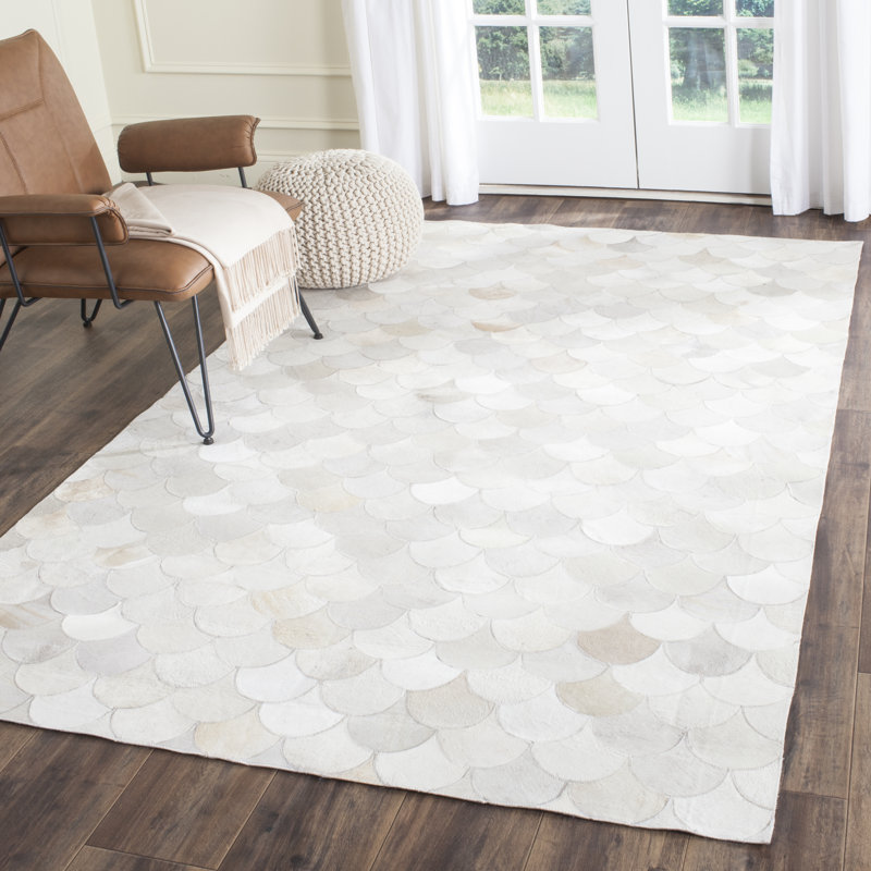 Tapis géométrique en cuir tissé à la main Aliquippa Studio, Rectangle 4 pi x 6 pi