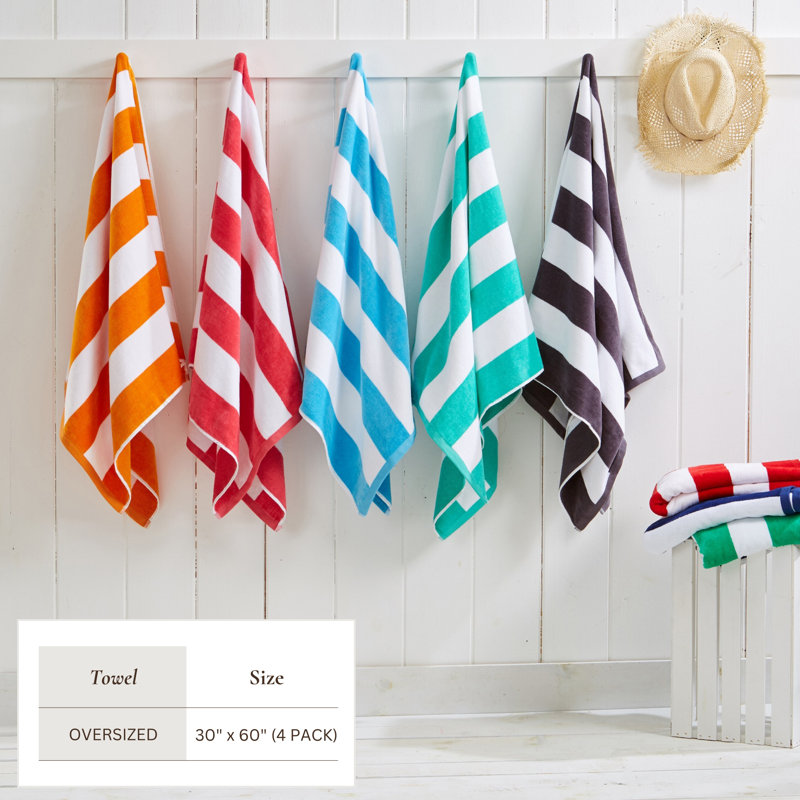 Serviettes de plage 100% coton absorbant et à séchage rapide Cabana, Rose vif