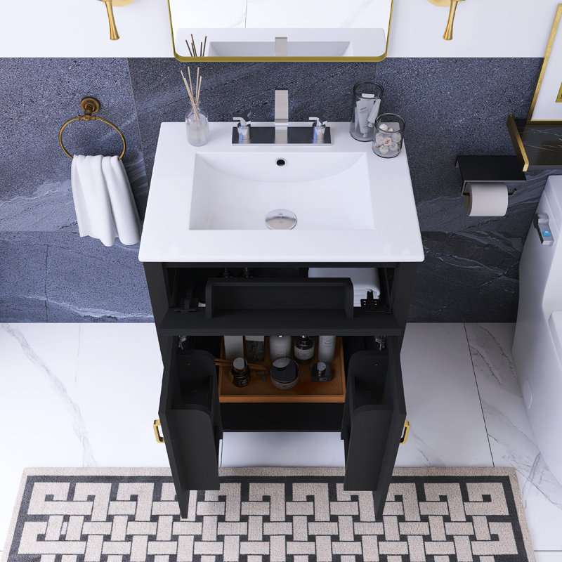  Meuble-lavabo autoportant 24 po avec lavabo en céramique 24 po