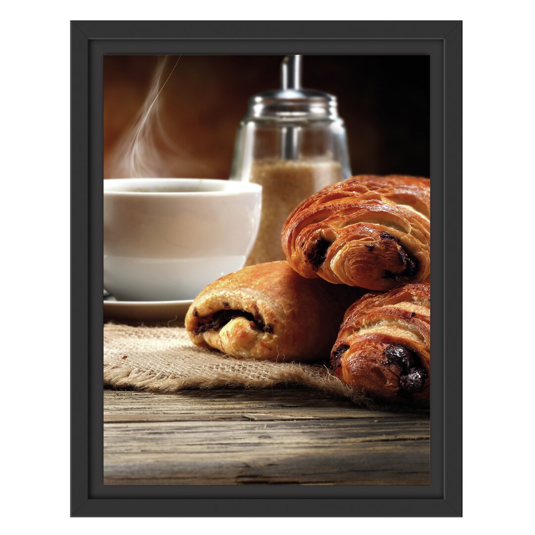 Gerahmtes Wandbild Croissant zum Kaffee