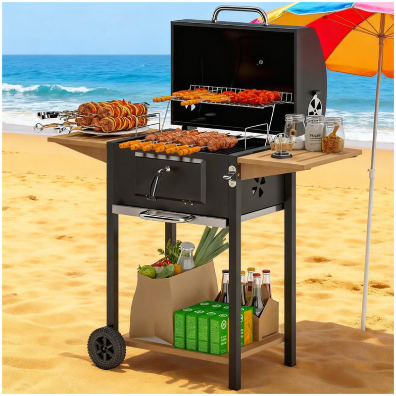 Barbecue au charbon de bois noir