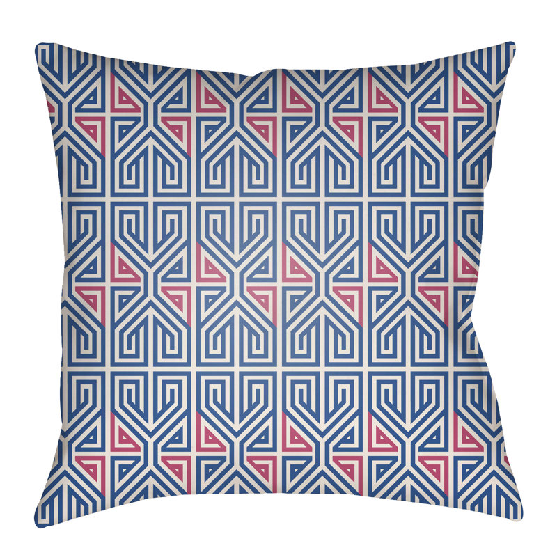 Geometric Outdoor Pillow Cover, Hot Pink/Tangerine, 26" x 26"
