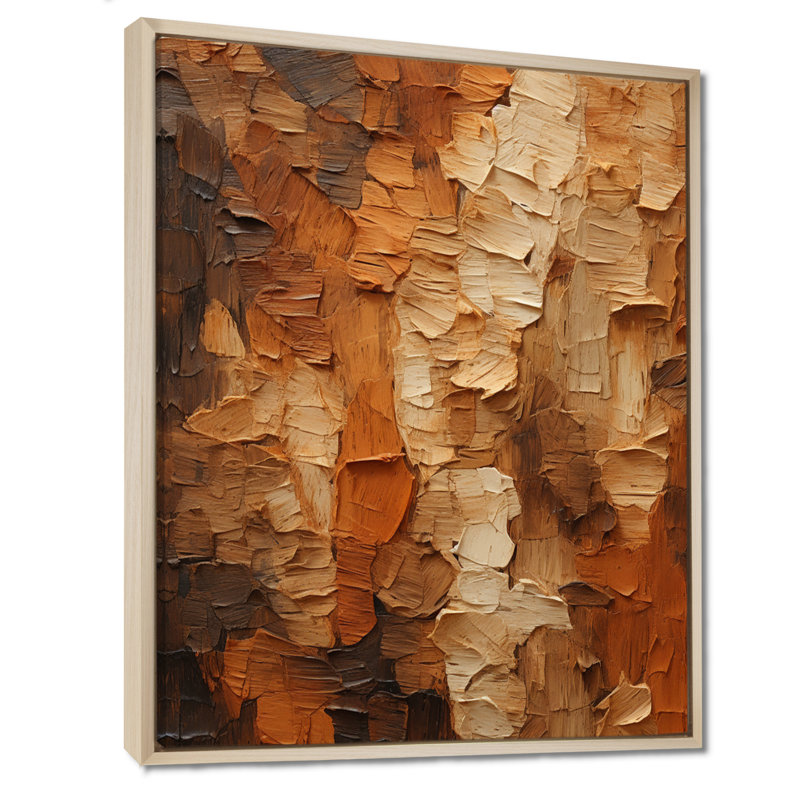 «Brown Tree Bark Essence 2», reproduction sur toile encadrée, H 20 po x l 12 po x P 1 po, Cadre flottant brun