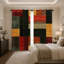 2 pièces rideaux à blocs de couleur géométrique, rideaux de fenêtre rectangulaires abstraits à motifs modernes, panneaux à œillets multicolores, traitement de fenêtre pour la décoration de salon de chambre à coucher-1122712126
