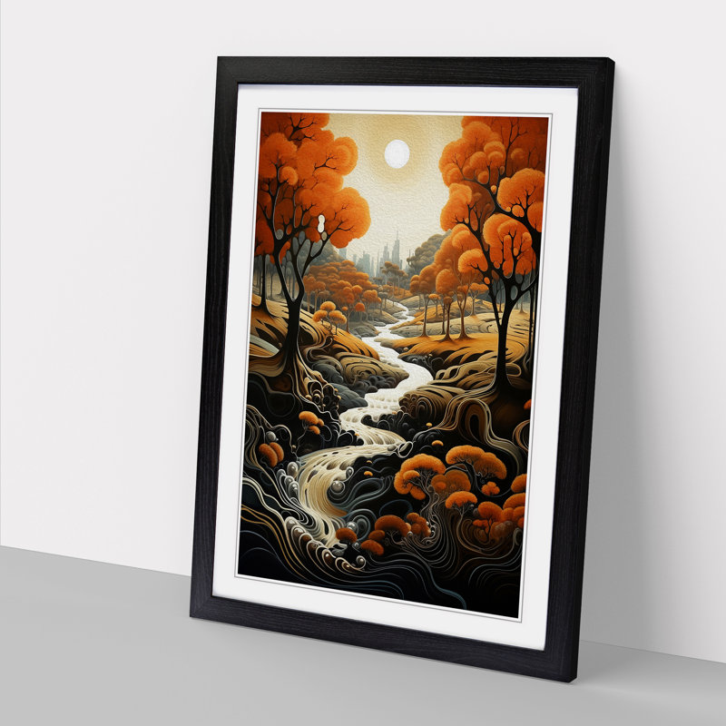 Landscape Informel No.2 - Framed Print, 64cm H x 46cm W x 2cm D, Black 