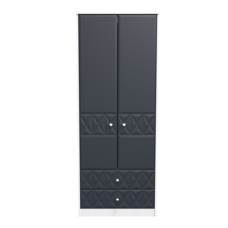 Carnlea 2 Door 2 Drawer Wardrobe , Indigo Matt/White