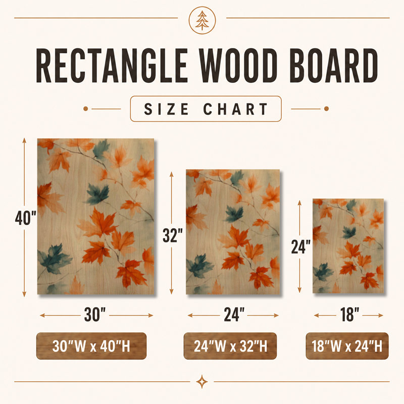 Feuilles d'érable d'automne - Impression d'art mural en bois au feuillage orange, H 24 po x l 18 po, Rectangulaire