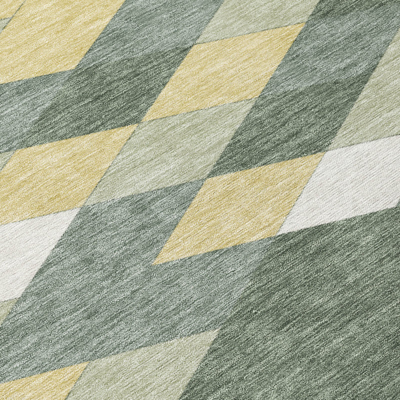 Machine Washable Indoor/Outdoor Chantille ACN2555 Geometric Rug, 1'8" x 2'6", Basil