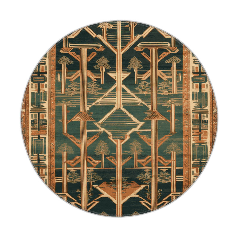 Tapis vert intérieur et extérieur ArtDeco, Rond 5 pi