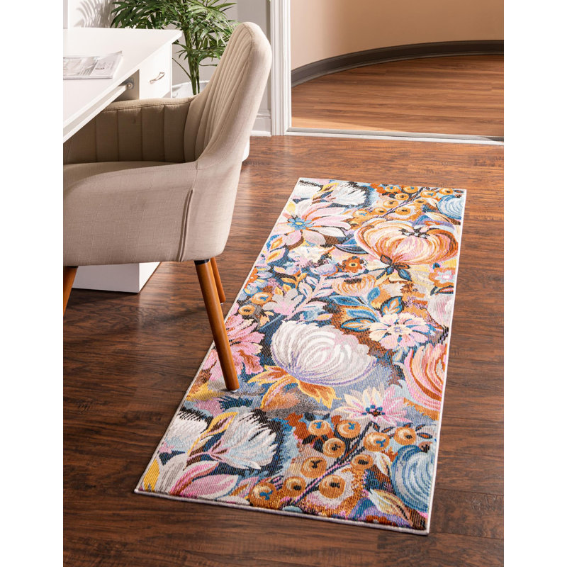 Tapis champêtre et floral multicolore, Tapis de couloir 2 pi 7 po x 12 pi