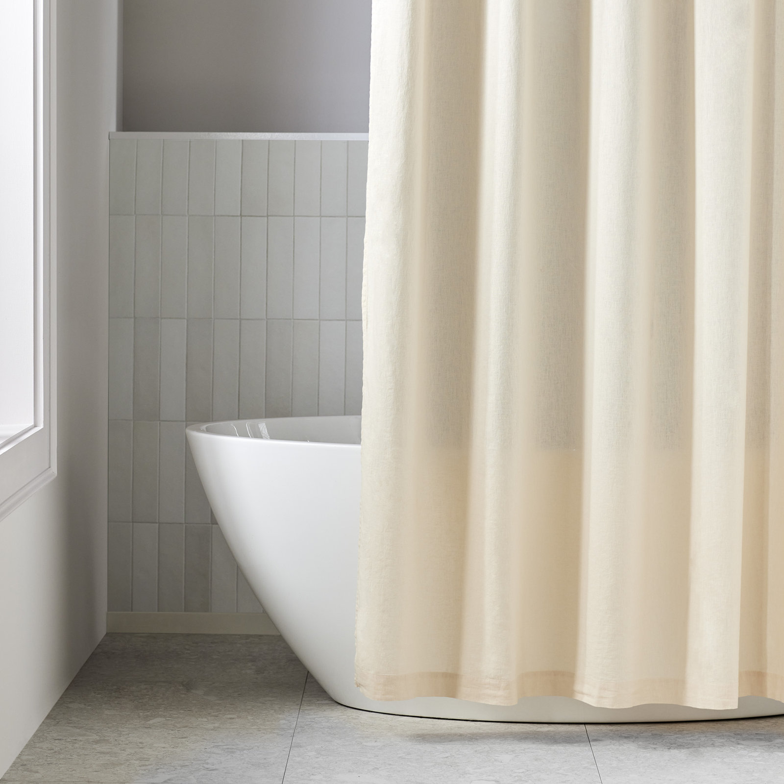 Jeffen Linen Blend Shower Curtain, Ivory
