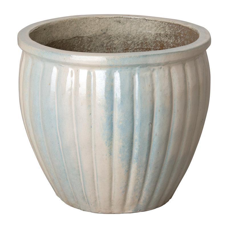 Som Handmade Ceramic Planter, White, 7'' H x 8'' W x 8'' D