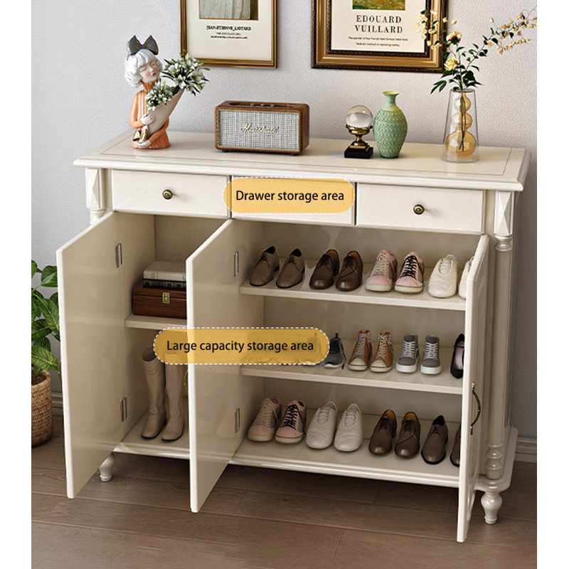 Minimalist large-capacity solid wood shoe cabinet