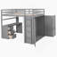 Lit mezzanine avec tiroirs, bureau et garde-robe-16300283